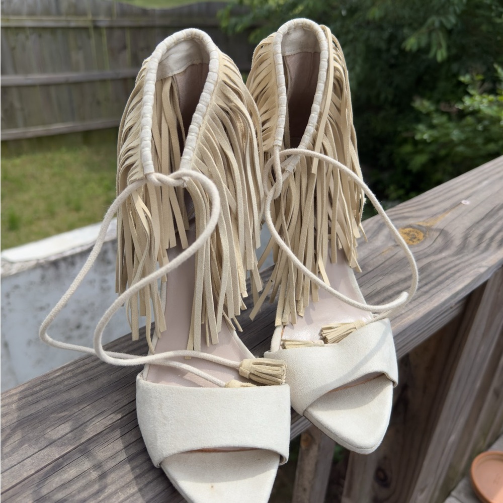 Fringe Cream Women's Sandals